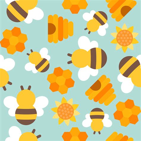 Cute Bee Seamless Pattern For Wallpaper Or Wrapping Paper 464145 Vector