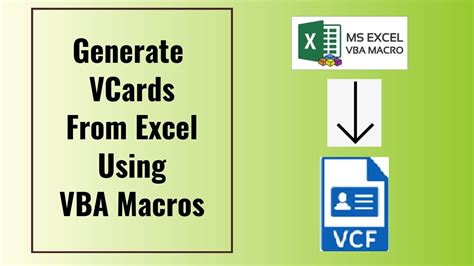 How To Create Vcard Vcf File From Excel Using Vba Macros Youtube