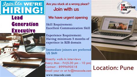 Walk-in at The Marketing Code private limited for Lead Generation