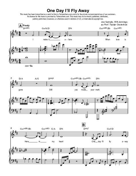 Tunescribers One Day Ill Fly Away Sheet Music