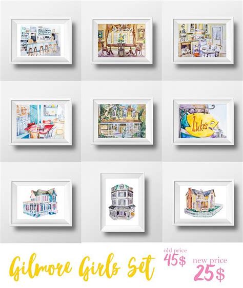 Instant Download Wall Art Gilmore Girls Watercolor Prints Set You Receive High Quality