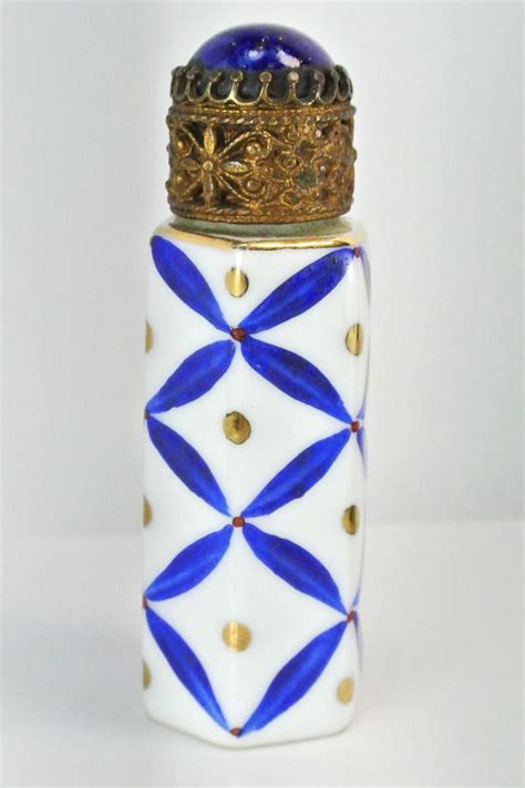Blue And White White Gold Gold Flecks Limoges Perfume Bottles