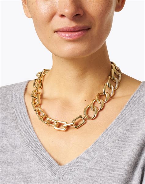 Tortona Gold Asymmetrical Chain Link Necklace Max Mara Studio Halsbrook