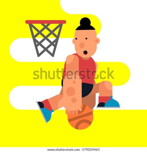 Cartoon Basketball Player Jumping Ball Vector Stock Vector Royalty