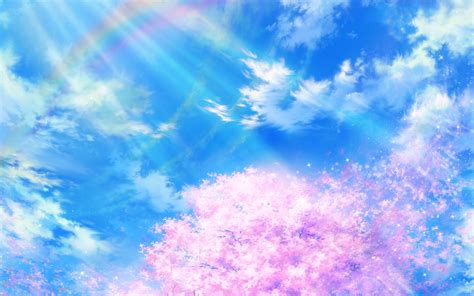 Download Cherry Blossom Rainbow Spring Cloud Anime Sky 4k Ultra Hd
