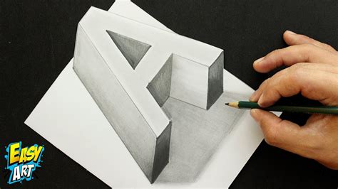 How To Draw 3d Letter A Como Dibujar La Letra A 3d Art Trick Easy Art