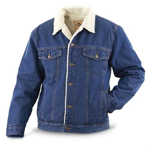 Vintage Fleece Lined Denim Jacket Blue 191078 Insulated Jackets