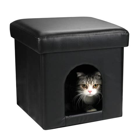 Collapsible Pet Ottoman House Black Ottoman Dog Bed Or Cat Ottoman Ebay