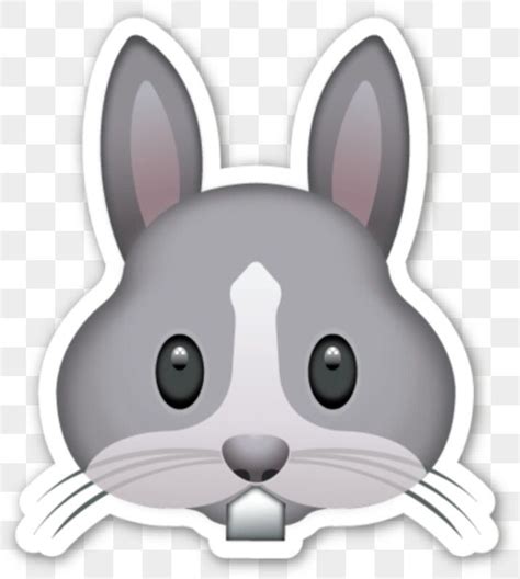 A Gray And White Rabbit Face Sticker On Top Of A White Surface With