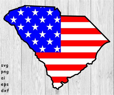 South Carolina State Outline Flag Svg Png Ai Eps Dxf Etsy