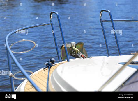White Bow Motor Boat Boating Stock Photo Alamy