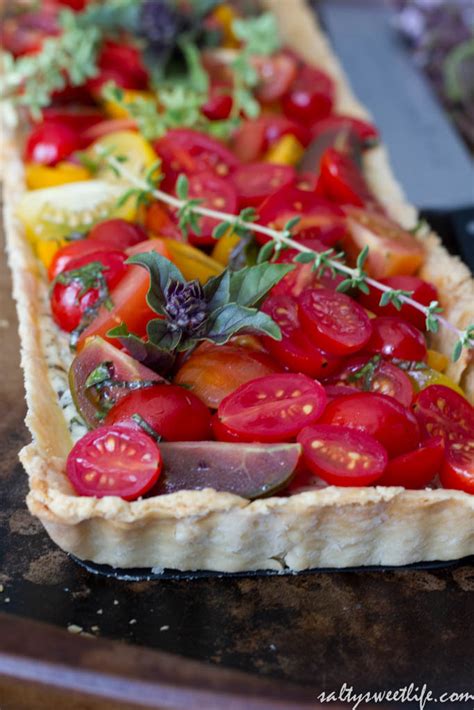 Heirloom Tomato And Herbed Ricotta And Goat Cheese Tart