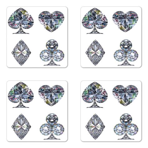 Diamond Coaster Set Of 4 Playing Cards Diamonds Hearts Clubs Spades