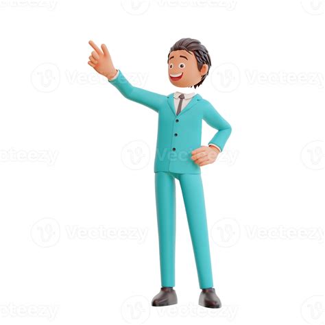 3d Rendered Character Businessman Pointing Up 27786356 Png