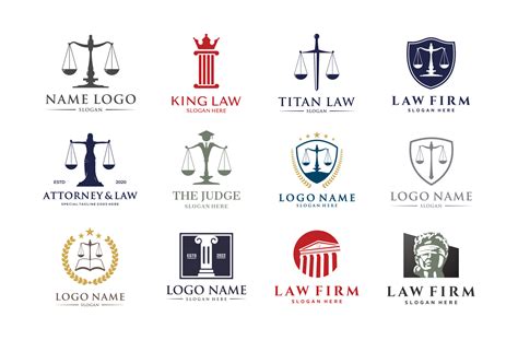 Set Of Attorney Law Icon Justice Lawyer Legal Firm Judge Logo