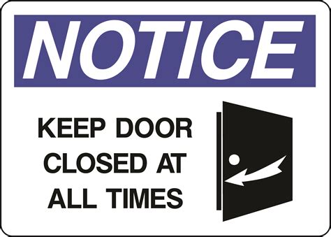 Notice Sign Keep Door Closed At All Times 5s Supplies Llc