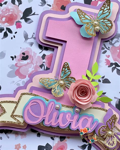 Butterfly Floral Cake Topper First Birthday Cake Topper Etsy In 2021