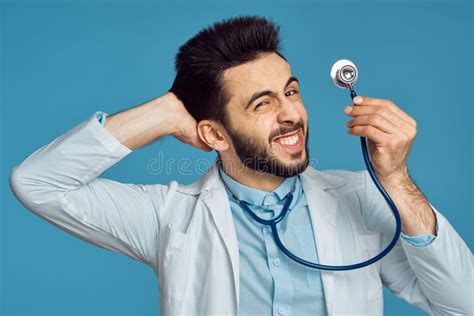 Male Doctor In White Coat Stethoscope Hospital Professional Stock Image