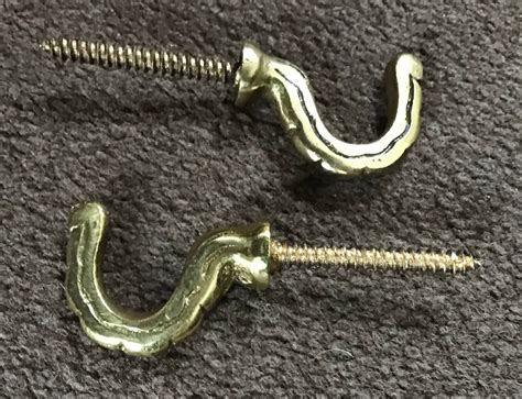 1 Pair Of Solid Brass Curtain Tie Backwall Hooks Etsy