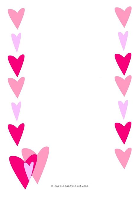 Printable Red And Pink Heart Border Free   Pdf And Png Downloads