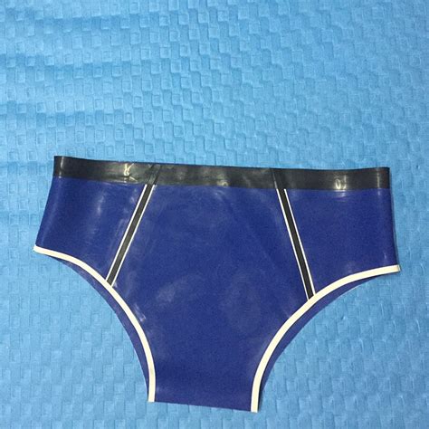 Latex Rubber Briefs Sexy Garments Rubber Latex Mens Underwear Blue