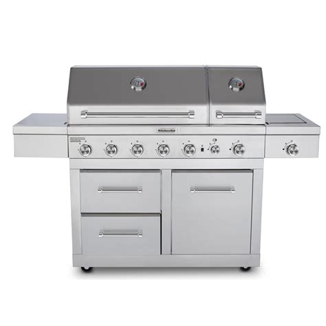 May be too large and heavy for some outdoor areas. KitchenAid 720-0826E 6-Burner Dual Chamber Propane Gas ...