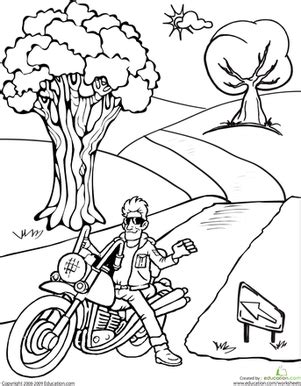 Free printable motorcycle coloring pages for kids. Motorcycle | Coloring Page | Education.com