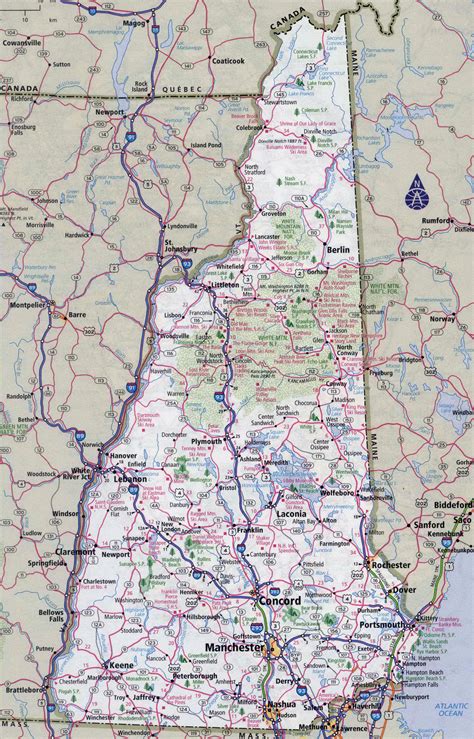 Large Detailed Roads And Highways Map Of New Hampshire