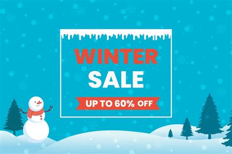Premium Vector Winter Sale 60 Percent Off Shop Now Vector Banner