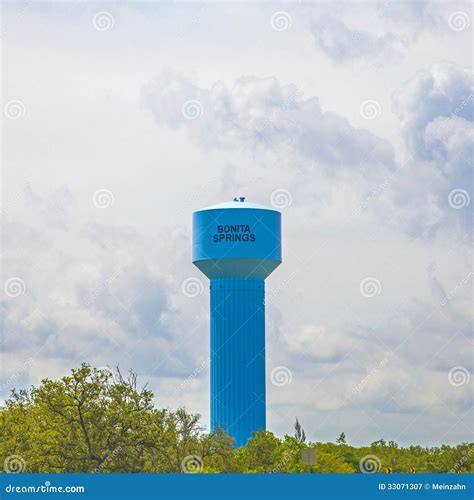 Blue Painted Water Tower Editorial Photography Image 33071307