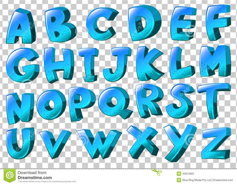 Letras Del Alfabeto En Colores Azules Ilustración Del Vector Imagen