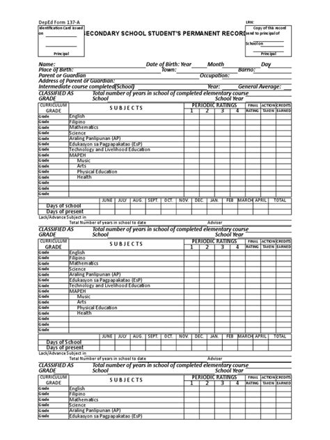 Deped School Form 137 A Pdf Physical Education Curriculum
