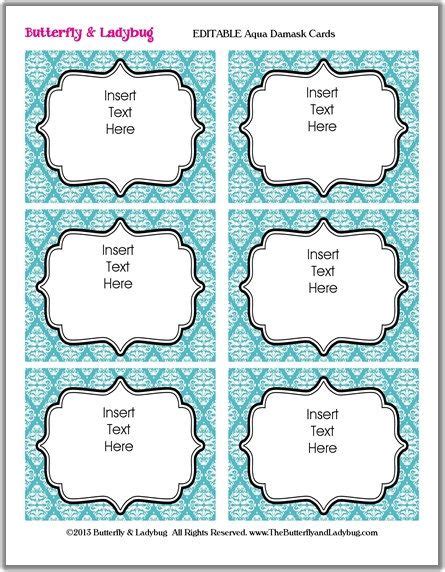 A great free editable classroom label template to help you organise your classroom. INSTANT DOWNLOAD-EDITABLE- Printable Aqua Damask Tags ...
