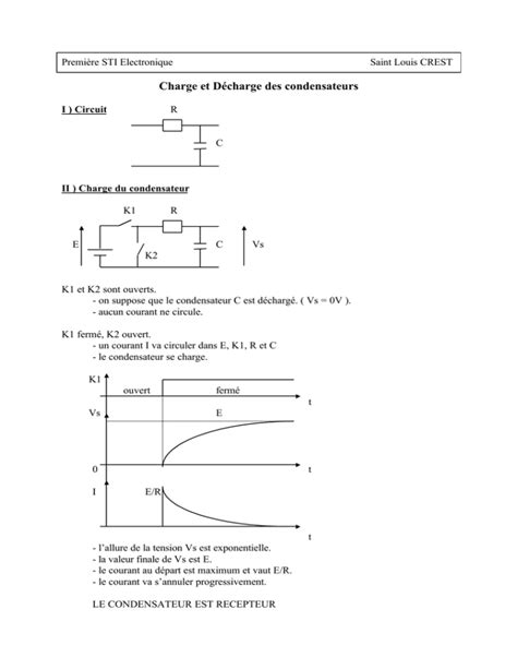 Charge Et Décharge Des Condensateurs