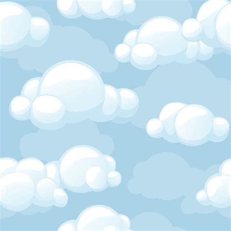 Seamless Cartoon Stylized Clouds Texture Vector Seamless Pattern Sky