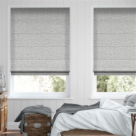 Roman blinds are a beautiful soft cloth product, suitable for most spaces. Plush Chenille Soft Grey Roman Blind | Blinds Online™