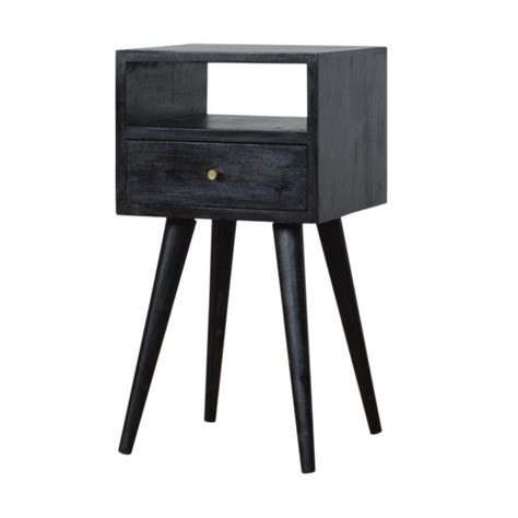 Small Wooden Bedside Table Ash Black Mid Century Loft Style Etsy In