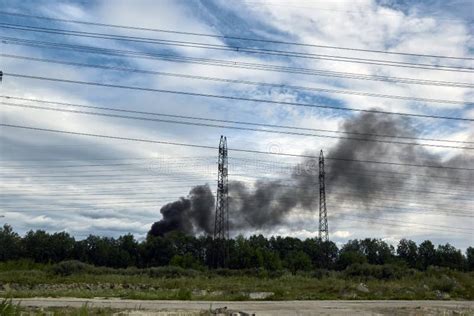 Accident Fire And Black Smoke Fire In The City Stock Image Image Of
