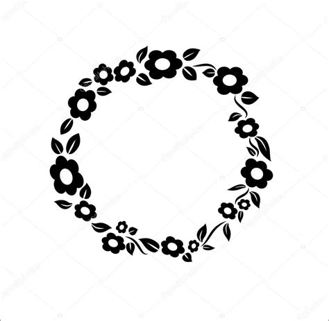 Download Black and white vintage Flower ring frame decoration vector illustration — Stock Vector ...