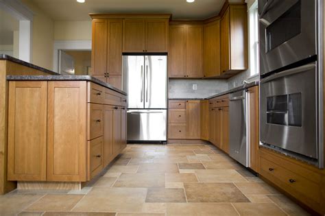 With such a strong color, keep the rest of the kitchen minimalistic. What Color Floors Match Light Maple Cabinets in the ...