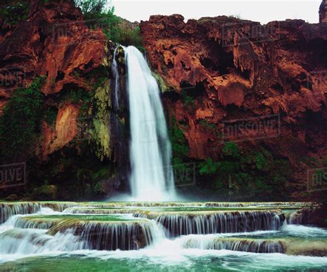 Usa Arizona Havasupai Indian Reservation Havasu Falls In The Grand