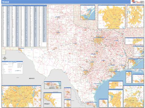 Texas Zip Code Wall Map Basic Style By Marketmaps