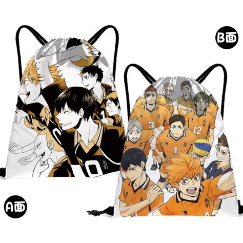 anime haikyu hinata shoyo canvas shopping bag drawstring bag cartoon sling backpack shopee