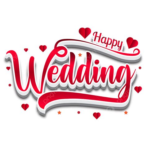 Happy Wedding Lettering Red Text Design Ornament With Heart Clipart Heart Clipart Wedding