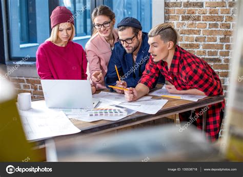 Designers Working At Project Stock Photo By ©andreybezuglov 135538718