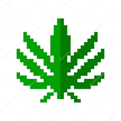 Pixel Arte Marihuana Cannabis Leaf Cartoon Juego Estilo Retro — Vector