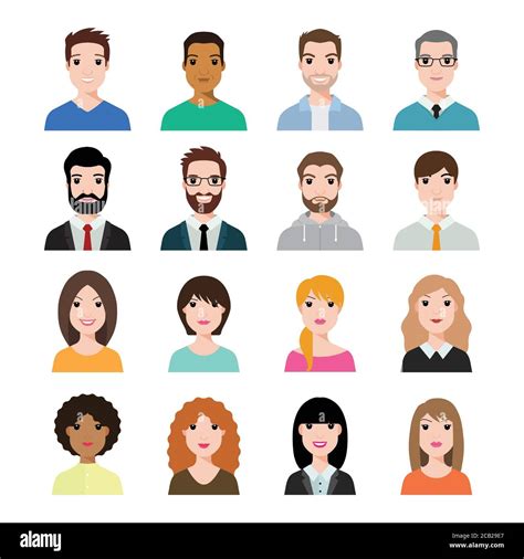 People Icons Set Avatar Profile Diverse Faces Use For Social Network