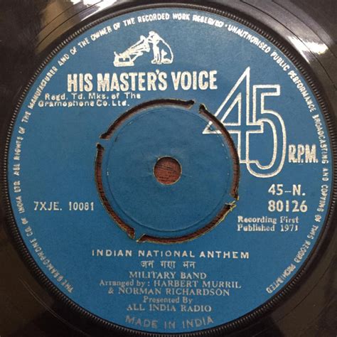Military Band Indian Naval Band Indian National Anthem 1971 Vinyl