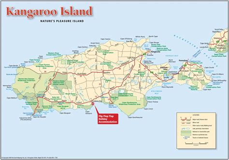 Kangaroo Island Map Road Map Australian Kangaroo Island Royalty Free