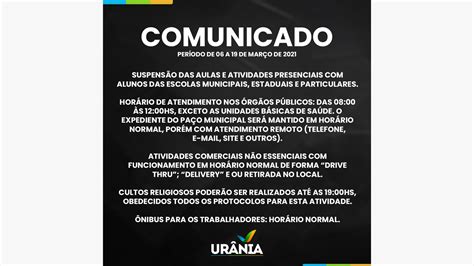 Comunicado Prefeitura Municipal De Urânia